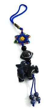 Protective Blue Aventurine Bird on Rhinoceros Amulet