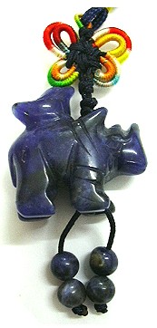 Protective Blue Aventurine Bird on Rhinoceros Amulet