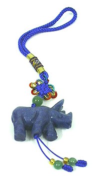Protective Blue Gemstone Rhinoceros Amulet