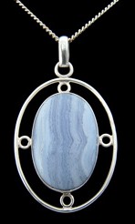 Blue Lace Agate & Silver Pendant