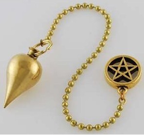 Brass Tear Drop Shaped Pentagram Toped Pendulum