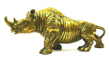 Light Bronze Metal Double Horns Rhinoceros