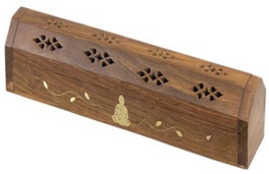 Wood Incense Storage Box Buddha