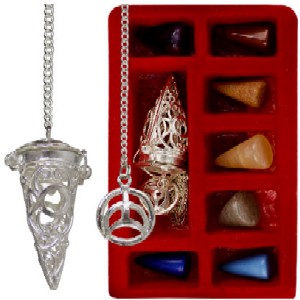 Cage Pendulum Set with 7 Chakras Triple Moo