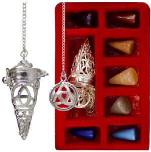 Cage Pendulum Set with 7 Chakras Triquetra