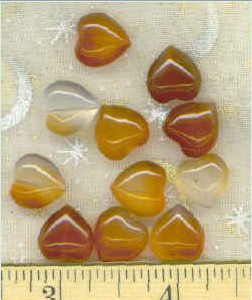 Carnelian Puffy Drilled Heart Beads