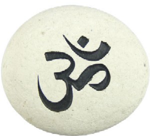 Carved River Stone Om