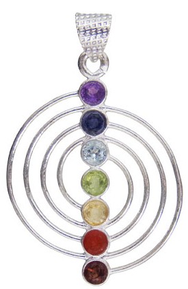 White Brass Chakras Pendant Silver Plated Energy 