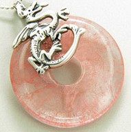Dragon Protection Magic Amulet Cherry Quartz Pendant