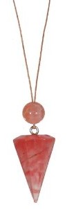 Pendulum Cherry Quartz & Dragon Veins Agate Chakra Balancing Necklace Naga Land Tibet Sacred Stones Amulet 