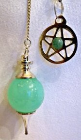 Chrysoprase Sphere Pendulum With Pentagram
