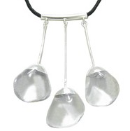 Clear Quartz Dipped in Silver Electroplated Three Swinging Crystals Necklace