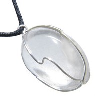 Large Tumbled Clear Quartz Caged Gemstone Crystal Pendant Necklace