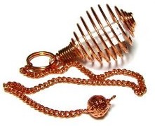 Copper Cage Pendulum Holder with Quartz Crystal 