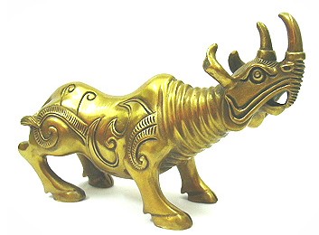 X-LARGE Double Horns Bronze Rhinoceros