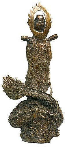 Kuan-Yin Standing on a Dragon Bronze Statue 