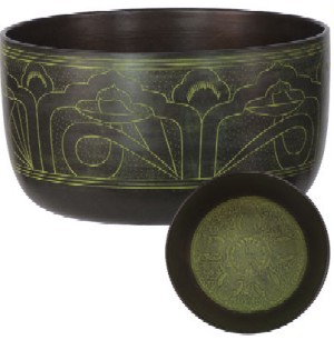 Embossed Singing Bowl Flat Sides Five Dhyani Buddha