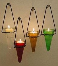 Glass Cone Tea Light Candle Holders 
