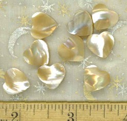 Gold Mother of Pearl Heart Beads