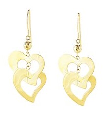 14K Yellow Heart Earrings