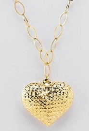 14K Yellow Heart Pendant Necklace