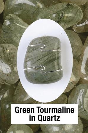 Green Tourmaline in Quartz Wire Wrap Pendants