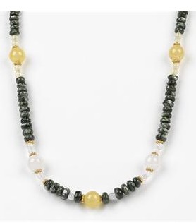 Azeztulite, Seraphinite, Agni Gold Danburite & White Danburite Bead Healing Necklace