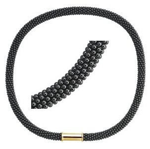 Hematite Woven Gemstone Bead Collar with 14K Yellow Clasp