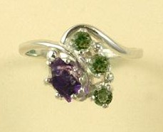 Amethyst Herkimer Ring