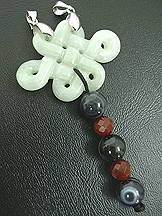Jade Mystic Knot with Dzi Beads 