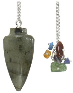 Labradorite Cone Pendulum With Chakra Chips