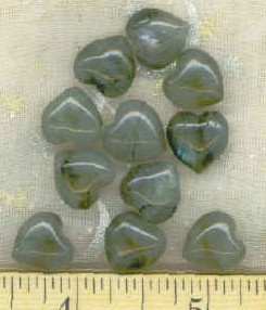 Labradorite Puffy Heart Drilled Beads