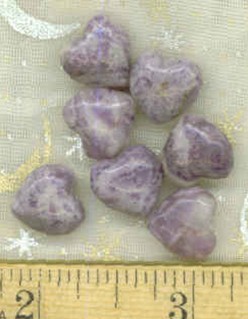 Lepidolite Puffy Heart Drilled Beads