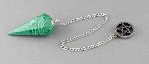 Faceted Malachite with Pentagram Pendulums