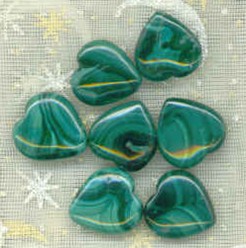 Malachite Puffy Heart Drilled Beads