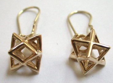 Merkaba Charm Earrings 14K Solid Gold 