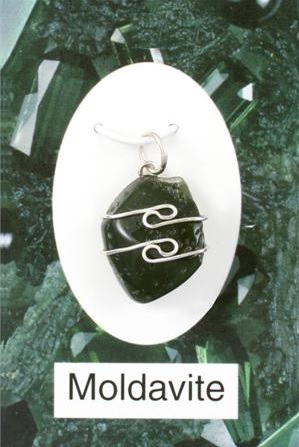 Moldavite (Tumbled & Polished) Wire Wrap Pendant