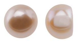 Peach Freshwater Cultured Half-Drilled Button Pearl Pair