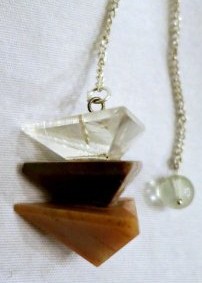 Clear Quartz- Red Jasper- Orange Jasper Pyramid Pendulum 