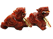 A Pair of Red Jade Majestic Flying Pi Yao