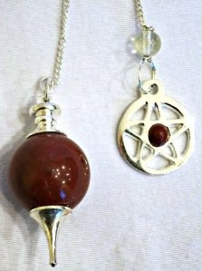 Red Jasper Sphere Pendulum With Pentagram