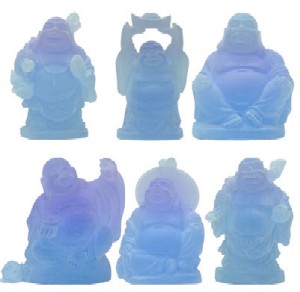 BLUE ACRYLIC BUDDHAS FIGURINE