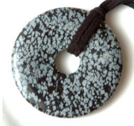 Snowflake Obsidian Donut Ring Pendant 