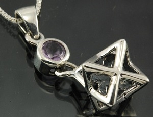 Sterling Silver Merkaba With Amethyst Pendant