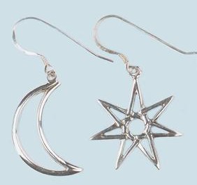 14K Gold Moon And Star Earrings