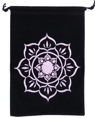 Unlined Velvet Bag Embroidered Lotus Black 