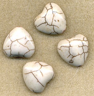 Magnesite White Heart Bead Pendants