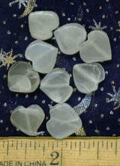 White Moonstone Puffy Heart Drilled Beads