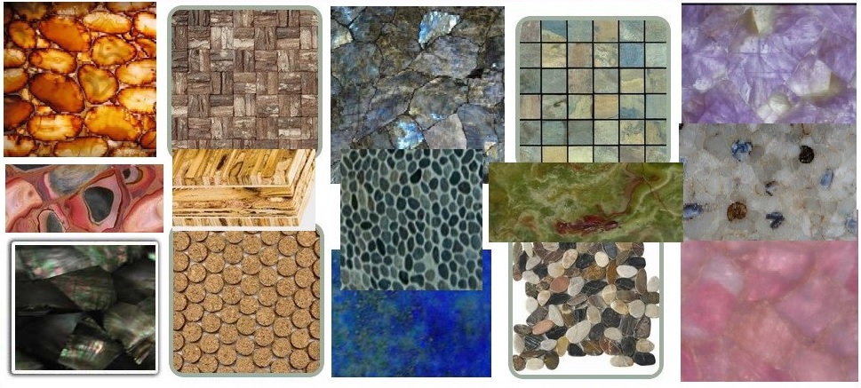 Stone Tiles, Wood, Coconut  And Crystal Tiles